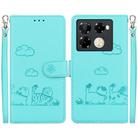 For Infinix Note 40 Pro 5G / 4G Cute Cats RFID Leather Phone Case(Green) - 1