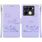 For Infinix Note 40 Pro 5G / 4G Cute Cats RFID Leather Phone Case(Purple) - 1