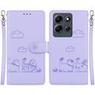 For Infinix Note 30i Cute Cats RFID Leather Phone Case(Purple) - 1