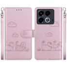For Infinix Note 40 4G Cute Cats RFID Leather Phone Case(Rose Gold) - 1