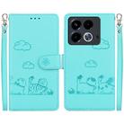 For Infinix Note 40 4G Cute Cats RFID Leather Phone Case(Green) - 1