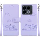 For Infinix Note 40 4G Cute Cats RFID Leather Phone Case(Purple) - 1