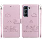 For Infinix Hot 50 5G Cute Cats RFID Leather Phone Case(Rose Gold) - 1