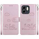 For Infinix Hot 50i / Smart 9 Cute Cats RFID Leather Phone Case(Rose Gold) - 1