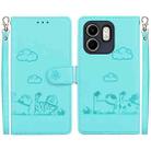 For Infinix Hot 50i / Smart 9 Cute Cats RFID Leather Phone Case(Green) - 1