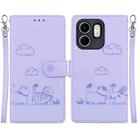 For Infinix Hot 50i / Smart 9 Cute Cats RFID Leather Phone Case(Purple) - 1