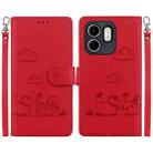 For Infinix Hot 50i / Smart 9 Cute Cats RFID Leather Phone Case(Red) - 1