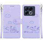 For Infinix Note 40 5G Cute Cats RFID Leather Phone Case(Purple) - 1