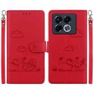 For Infinix Note 40 5G Cute Cats RFID Leather Phone Case(Red) - 1