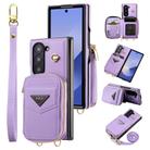 For Samsung Galaxy Z Fold6 POLA Multi-Card Slots Zipper Wallet Phone Case(Purple) - 1