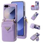 For Samsung Galaxy Z Flip6 POLA Multi-Card Slots Zipper Wallet Phone Case(Purple) - 1