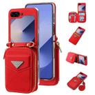 For Samsung Galaxy Z Flip6 POLA Multi-Card Slots Zipper Wallet Phone Case(Red) - 1