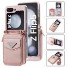 For Samsung Galaxy Z Flip5 POLA Multi-Card Slots Zipper Wallet Phone Case(Pink) - 1