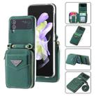 For Samsung Galaxy Z Flip4 POLA Multi-Card Slots Zipper Wallet Phone Case(Green) - 1