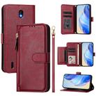 For Nokia C01 Plus / C1 2nd Edition Multi-Card Slots Zipper Wallet Leather Phone Case(Dark Red) - 1