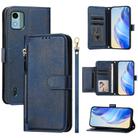 For Nokia C12 Multi-Card Slots Zipper Wallet Leather Phone Case(Blue) - 1
