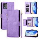 For Nokia C32 Multi-Card Slots Zipper Wallet Leather Phone Case(Purple) - 1