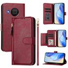 For Nokia X20 / X10 Multi-Card Slots Zipper Wallet Leather Phone Case(Dark Red) - 1