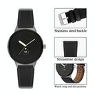 For Google Pixel Watch 3 45mm Round Tail Genuine Leather Watch Band(Black) - 2