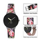 For Google Pixel Watch 3 45mm Round Tail Genuine Leather Watch Band(Black Pink Flower) - 2