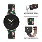 For Google Pixel Watch 3 45mm Round Tail Genuine Leather Watch Band(Black Red Flower) - 2