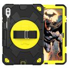 For Samsung Galaxy Tab S10+ / S9+ / S9 FE+ Spider Hand Grip Turntable Stand Tablet Case(Black Yellow) - 1