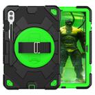 For Samsung Galaxy Tab S10+ / S9+ / S9 FE+ Spider Hand Grip Turntable Stand Tablet Case(Black Green) - 1