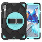 For Samsung Galaxy Tab S10+ / S9+ / S9 FE+ Spider Hand Grip Turntable Stand Tablet Case(Black Light Blue) - 1