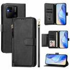 For Redmi 10A / 9C Multi-Card Slots Zipper Wallet Leather Phone Case(Black) - 1