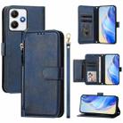 For Redmi 12 5G / 4G Global / Note 12R Multi-Card Slots Zipper Wallet Leather Phone Case(Blue) - 1