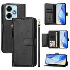 For Redmi 13 5G / 4G Global Multi-Card Slots Zipper Wallet Leather Phone Case(Black) - 1