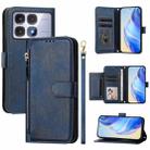 For Redmi K70 Ultra 5G Multi-Card Slots Zipper Wallet Leather Phone Case(Blue) - 1