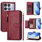 For Redmi K70 Ultra 5G Multi-Card Slots Zipper Wallet Leather Phone Case(Dark Red) - 1