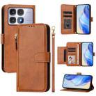 For Redmi K70 Ultra 5G Multi-Card Slots Zipper Wallet Leather Phone Case(Brown) - 1