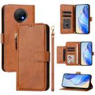 For Redmi Note 9T Global Multi-Card Slots Zipper Wallet Leather Phone Case(Brown) - 1