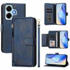 For Redmi Note 13 4G Global Multi-Card Slots Zipper Wallet Leather Phone Case(Blue) - 1