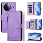 For Redmi K80 / K80 Pro Multi-Card Slots Zipper Wallet Leather Phone Case(Purple) - 1