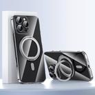 For iPhone 16 Pro Plating PC 360 Ring Holder Magsafe Phone Case(Clear Sliver) - 1