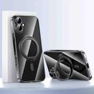 For iPhone 16 Plus Plating PC 360 Ring Holder Magsafe Phone Case(Clear Black) - 1