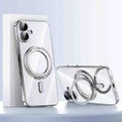 For iPhone 16 Plus Plating PC 360 Ring Holder Magsafe Phone Case(Clear Sliver) - 1