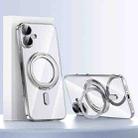 For iPhone 16 Plating PC 360 Ring Holder Magsafe Phone Case(Clear Sliver) - 1