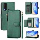 For TCL 30 XE 5G Multi-Card Slots Zipper Wallet Leather Phone Case(Green) - 1