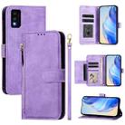 For TCL 30T T603DL Multi-Card Slots Zipper Wallet Leather Phone Case(Purple) - 1