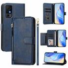 For TCL 40 XL / 40T T608DL Multi-Card Slots Zipper Wallet Leather Phone Case(Blue) - 1