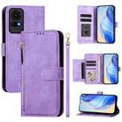 For TCL 50 LE Multi-Card Slots Zipper Wallet Leather Phone Case(Purple) - 1