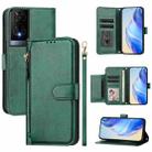 For TCL 50 XE Multi-Card Slots Zipper Wallet Leather Phone Case(Green) - 1