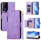 For TCL 50 XE Multi-Card Slots Zipper Wallet Leather Phone Case(Purple) - 1