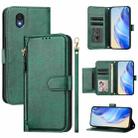 For TCL 201 Multi-Card Slots Zipper Wallet Leather Phone Case(Green) - 1