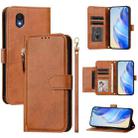 For TCL 201 Multi-Card Slots Zipper Wallet Leather Phone Case(Brown) - 1