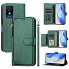 For TCL 501 Multi-Card Slots Zipper Wallet Leather Phone Case(Green) - 1